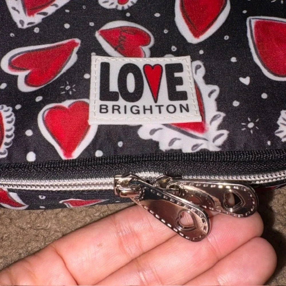 Brighton Love Travel Zip Jewelry Case Hearts Black Red OS